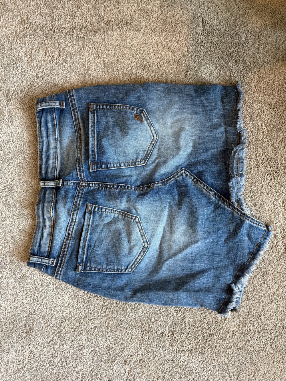 Indigo Rein Blue Denim Mini Skirt with Frayed Hem